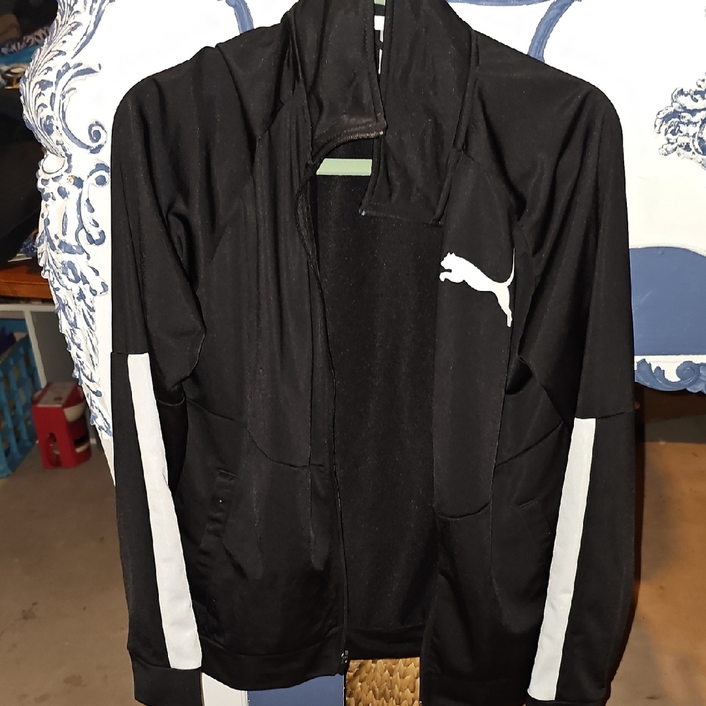 Puma Men's Black White Jacket Lightweight Athletic Sports Small Coat